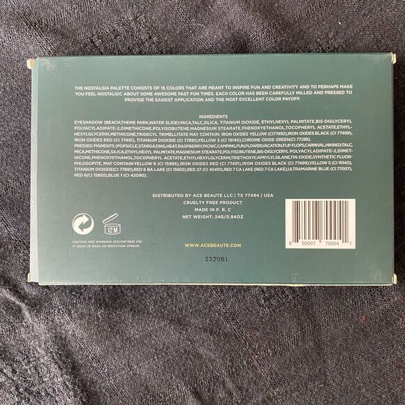 NIB Ace Beaute Nostalgia Palette Eyeshadow. 15 Shades. Never Used. Not Swatched. - Picture 3 of 13